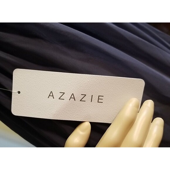 Azazie Juniors 14 Temeka A Lined Ruched Chiffon Dress Color Stormy Prom Wedding - Picture 8 of 13